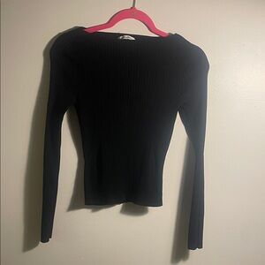 Abercrombie & Fitch Black Ribbed Long Sleeve Top